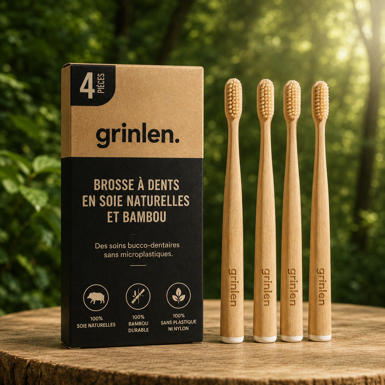 Brosses a dent en Bambou poils naturelles